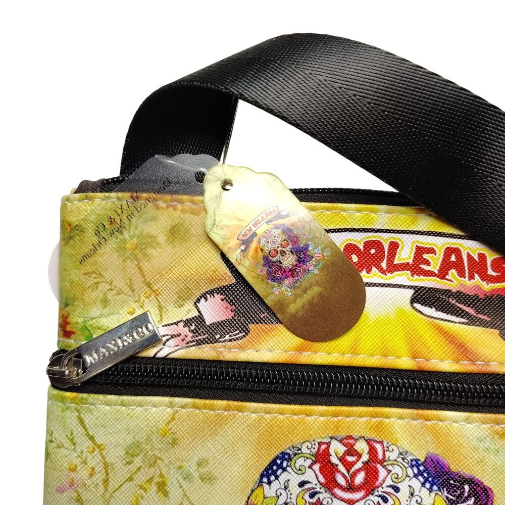 New Orleans Voodoo Crossbody Bag With Adjustable Strap and Sugar Skull Design - Picture 3 of 6